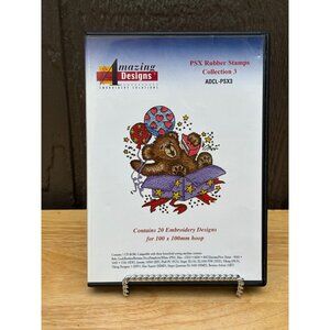 Amazing Designs PSX Rubber Stamp Collection 3 CD 20 Embroidery Teddy Bear Design